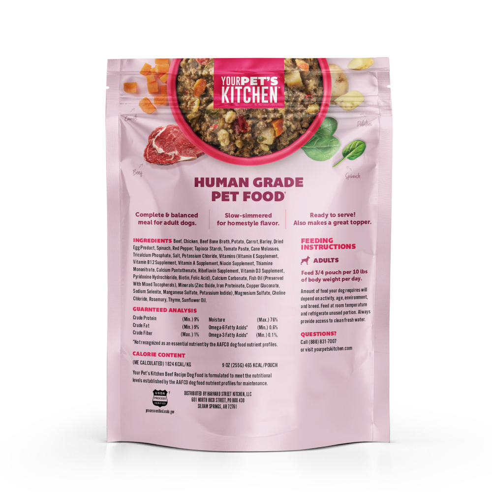Your Pet's Kitchen - 9oz Human Grade Beef Recipe Pouch (Pack of 6)
