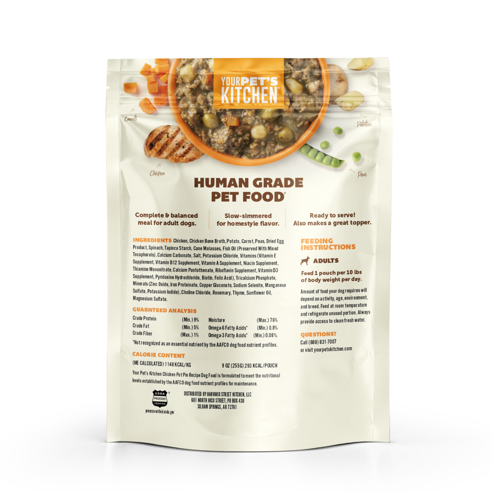 Your Pet's Kitchen - 9oz Human Grade Chicken Pot Pie Recipe Pouch (Pack of 6)