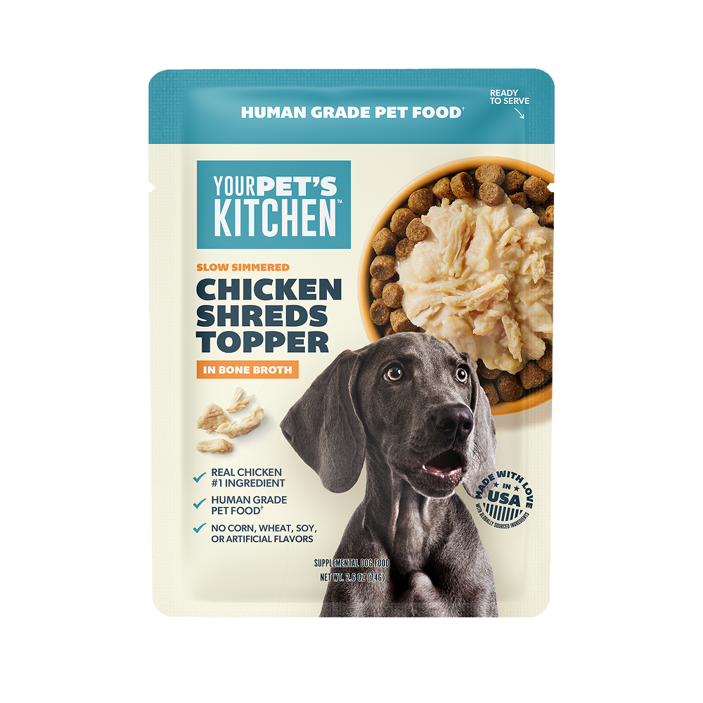 Your Pet’s Kitchen - 2.6oz Human Grade Chicken Shreds in Bone Broth Pouch (Pack of 12)