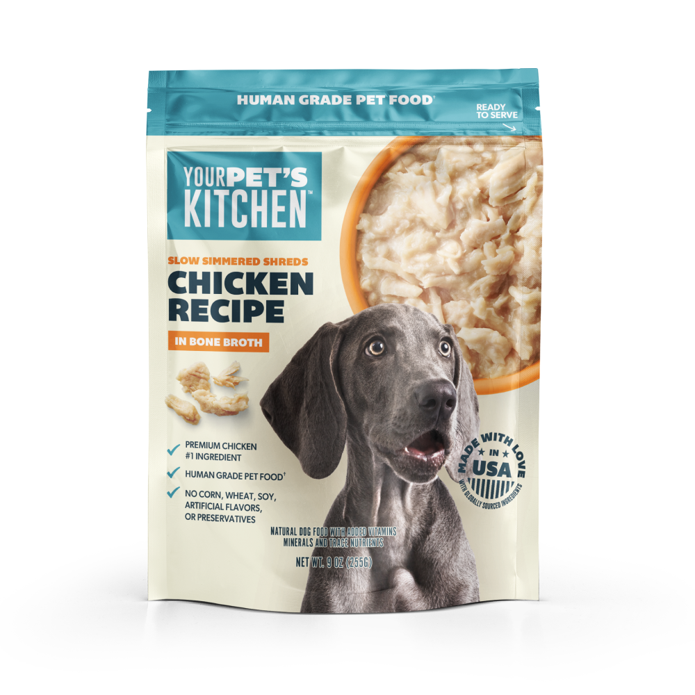 Your Pet’s Kitchen - 9oz Human Grade Chicken Shreds in Bone Broth Pouch (Pack of 6)