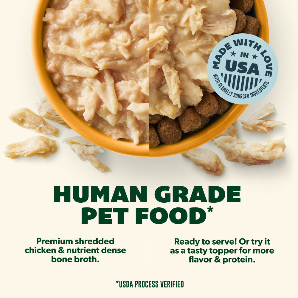 Your Pet’s Kitchen - 2.6oz Human Grade Chicken Shreds in Bone Broth Pouch (Pack of 12)