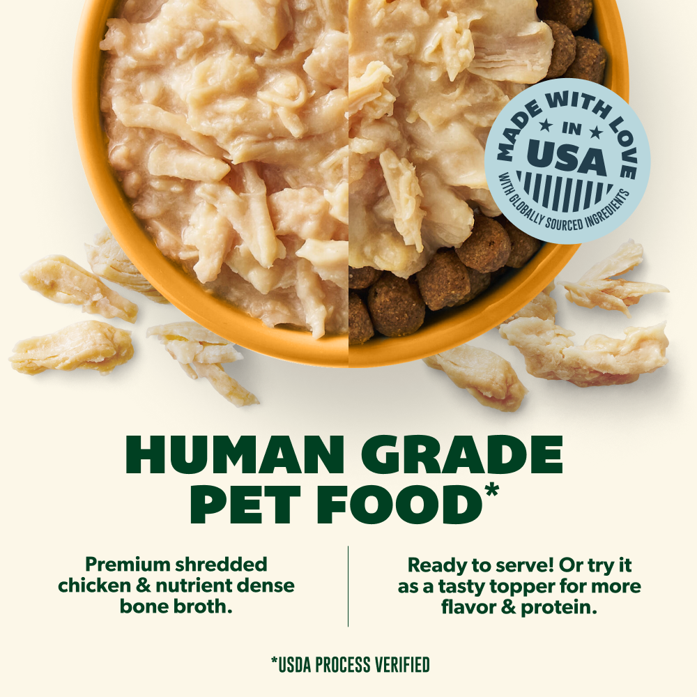 Your Pet’s Kitchen - 9oz Human Grade Chicken Shreds in Bone Broth Pouch (Pack of 6)