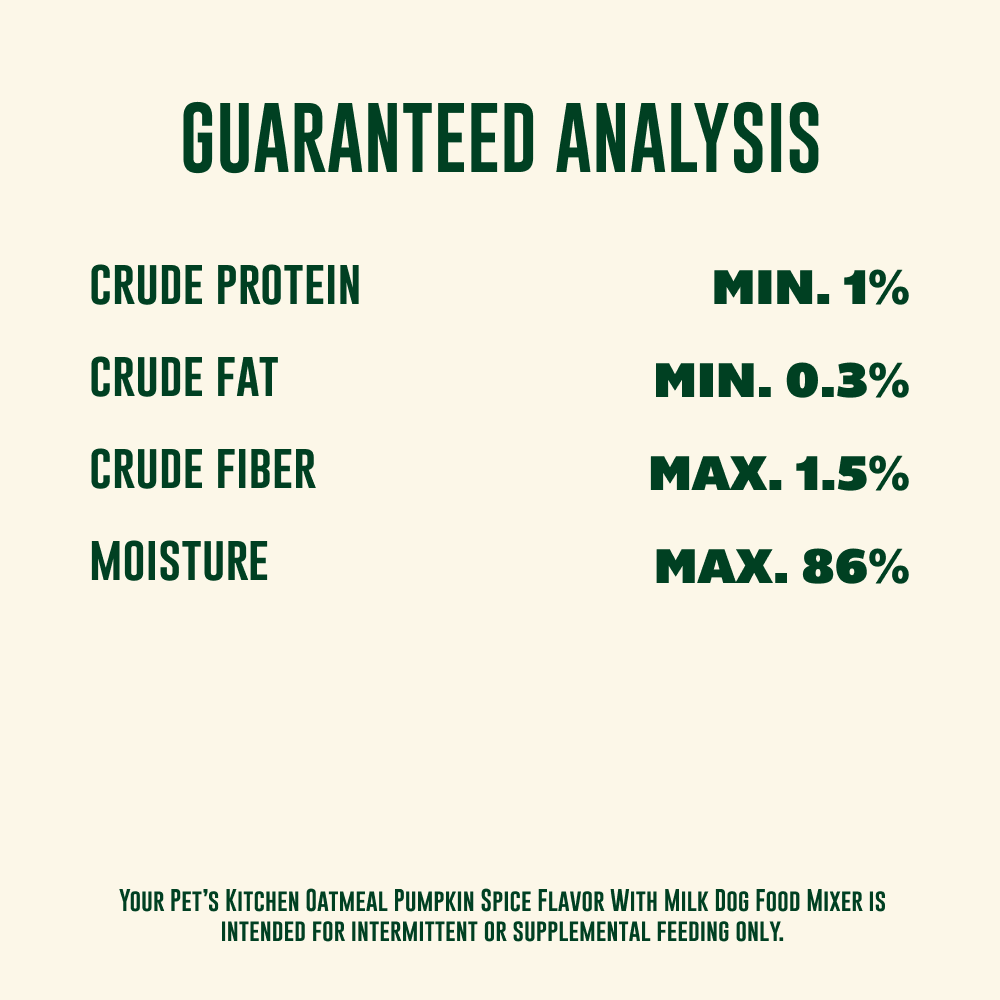 Your Pet’s Kitchen – 3.5oz Breakfast Oatmeal with Pumpkin Spice Flavor in Sauce